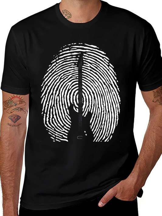 Guitar Fingerprint Graphic Tee - Black