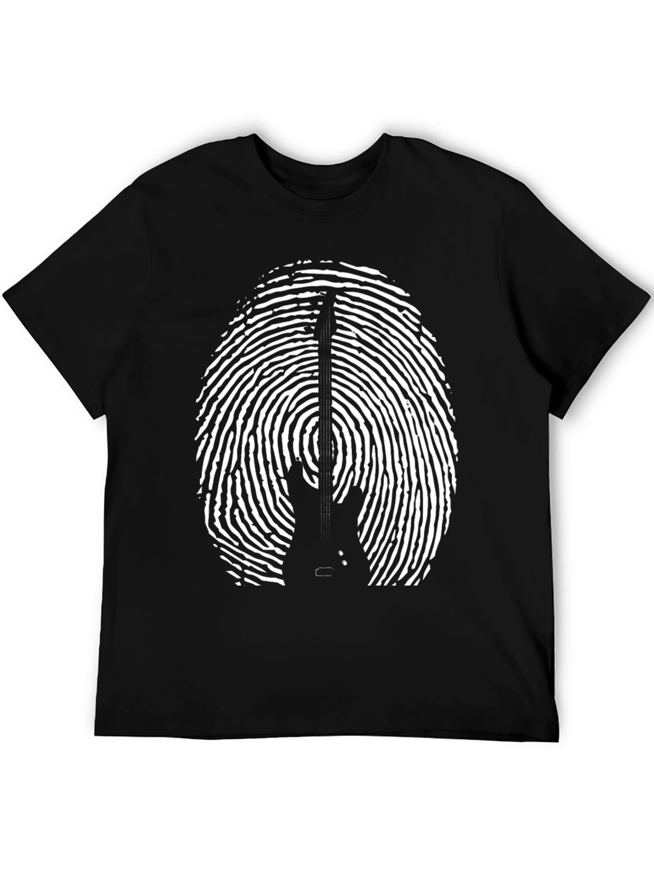 Guitar Fingerprint Graphic Tee - Black