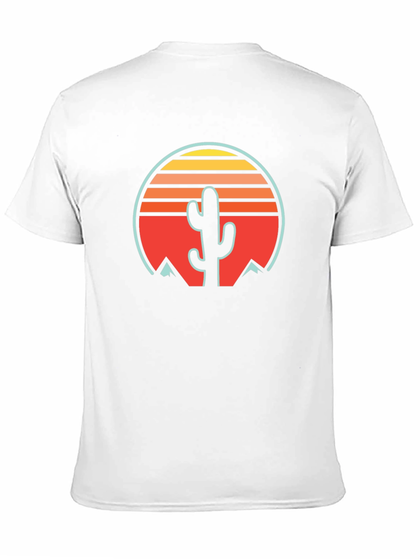 Retro Cactus Sunset Graphic Tee - Black Cotton Blend