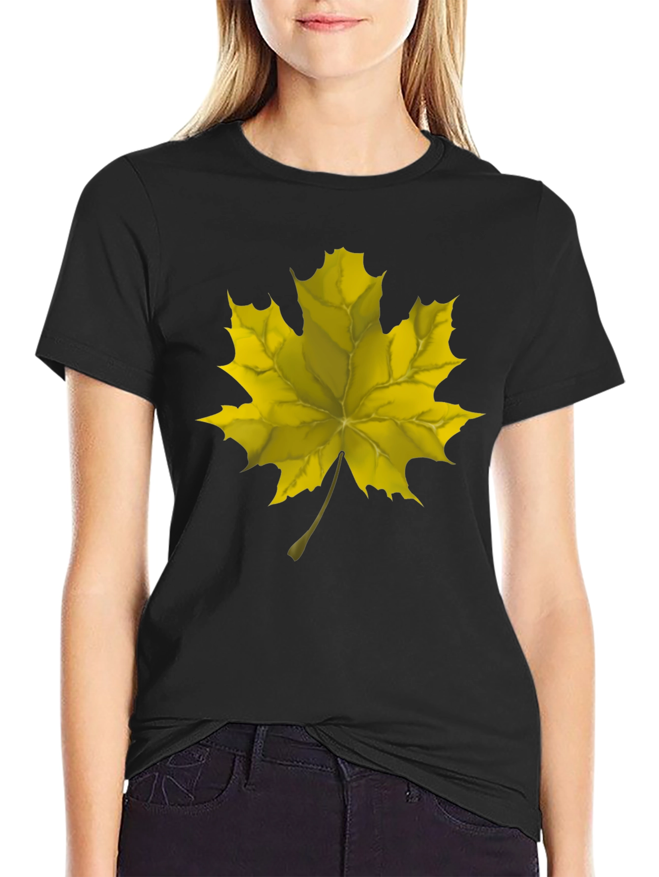 Maple Leaf Graphic Tee - Black Cotton Comfort