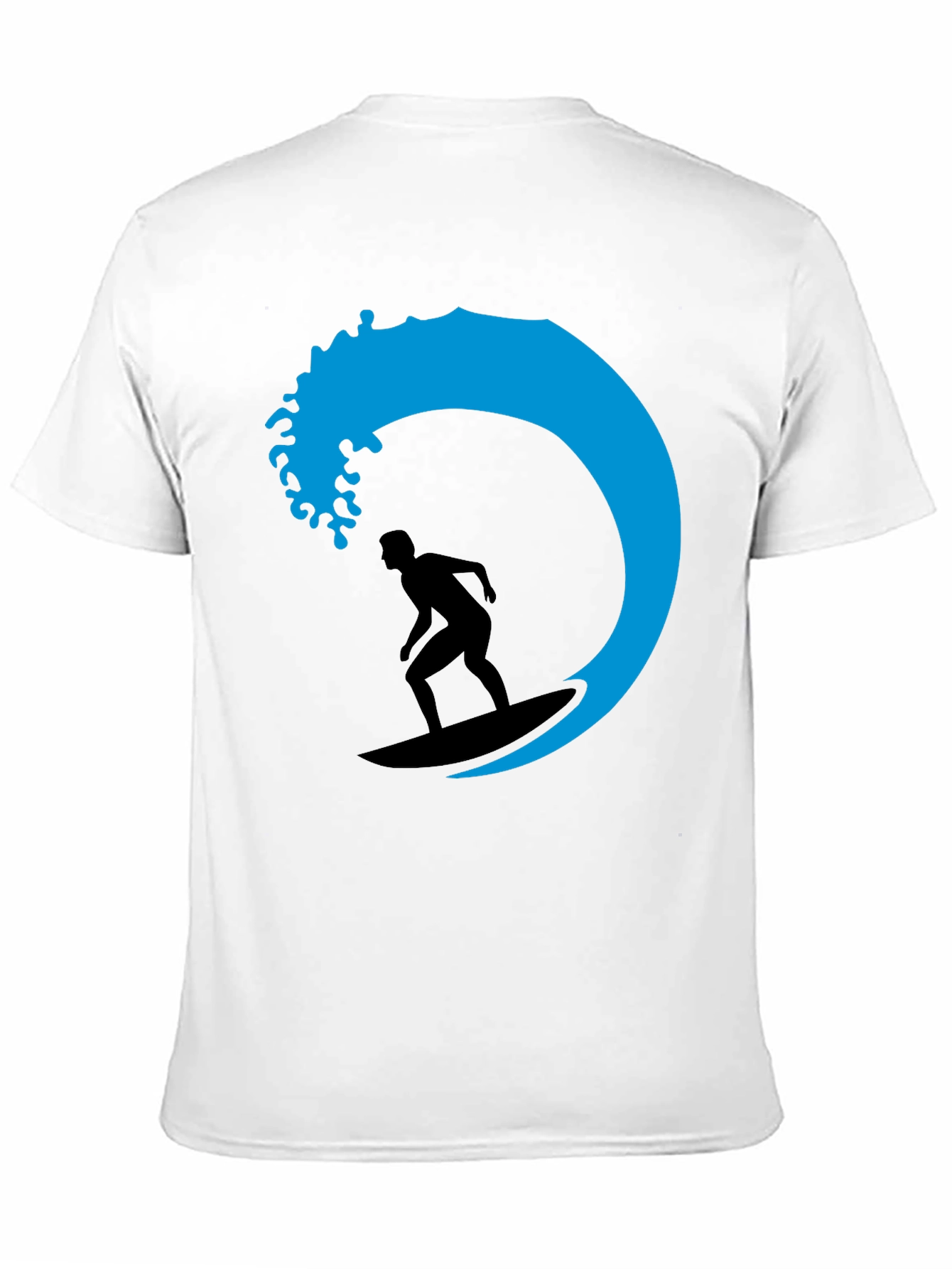 Surfer Wave Graphic Tee - Black Cotton T-Shirt