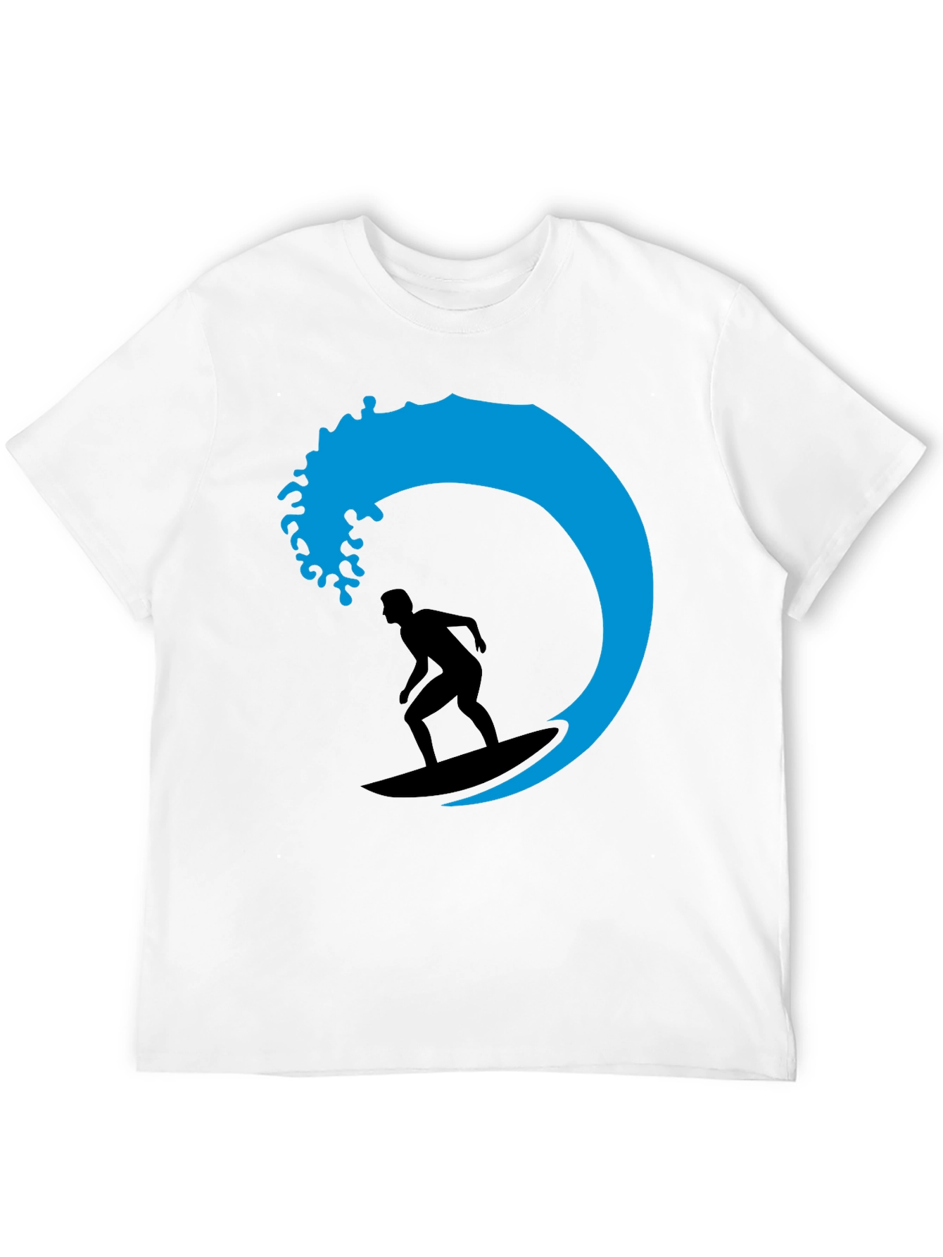 Surfer Wave Graphic Tee - Black Cotton T-Shirt