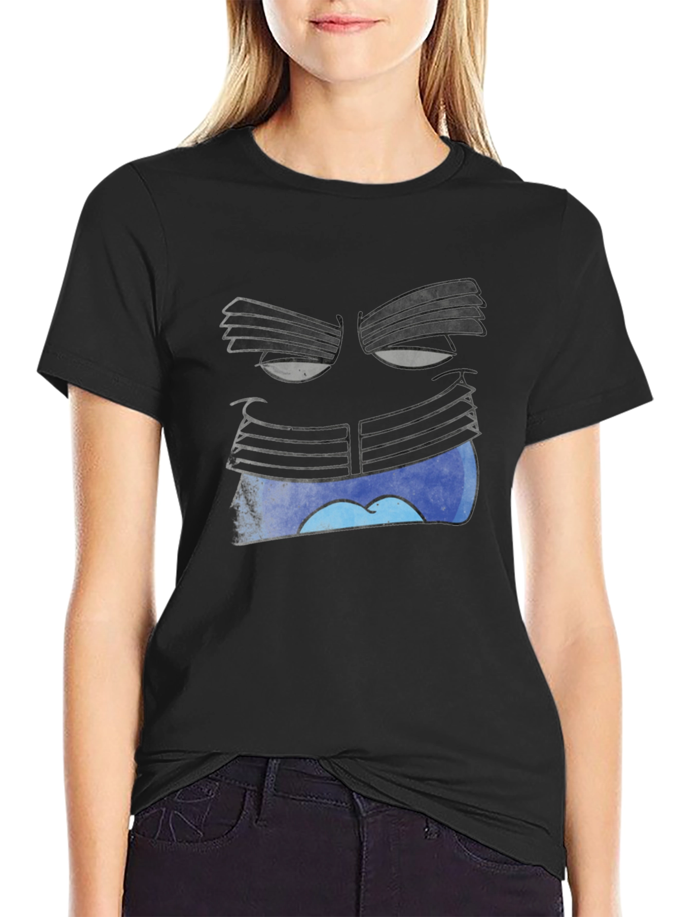Surreal Face Graphic Black T-Shirt