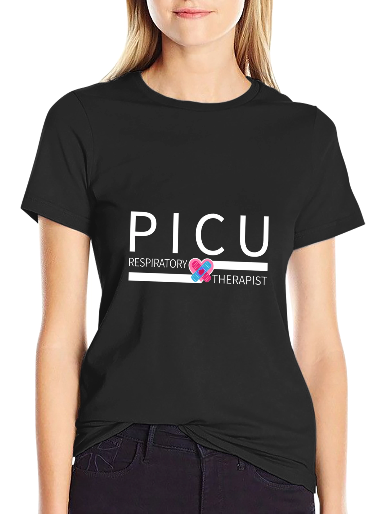 PICU Respiratory Therapist Black T-Shirt