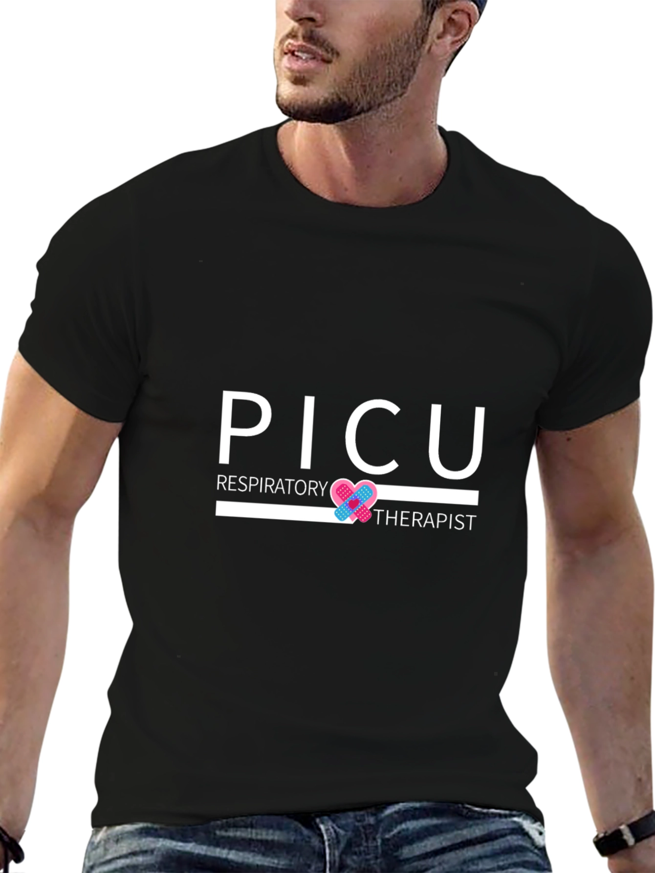 PICU Respiratory Therapist Black T-Shirt