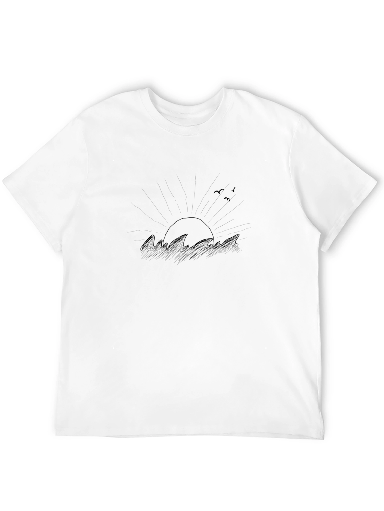 Sunset Waves Graphic Tee - Black Casual Fit