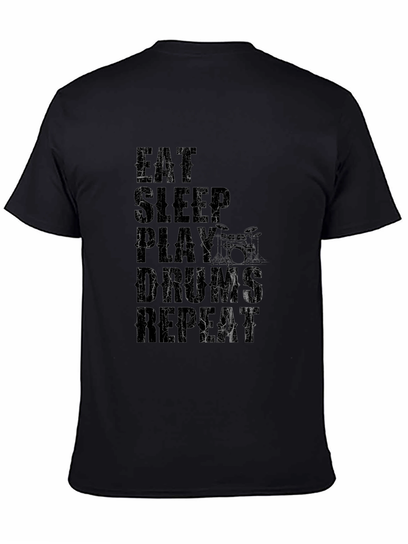Eat Sleep Play Drums Repeat Black Graphic T-Shirt