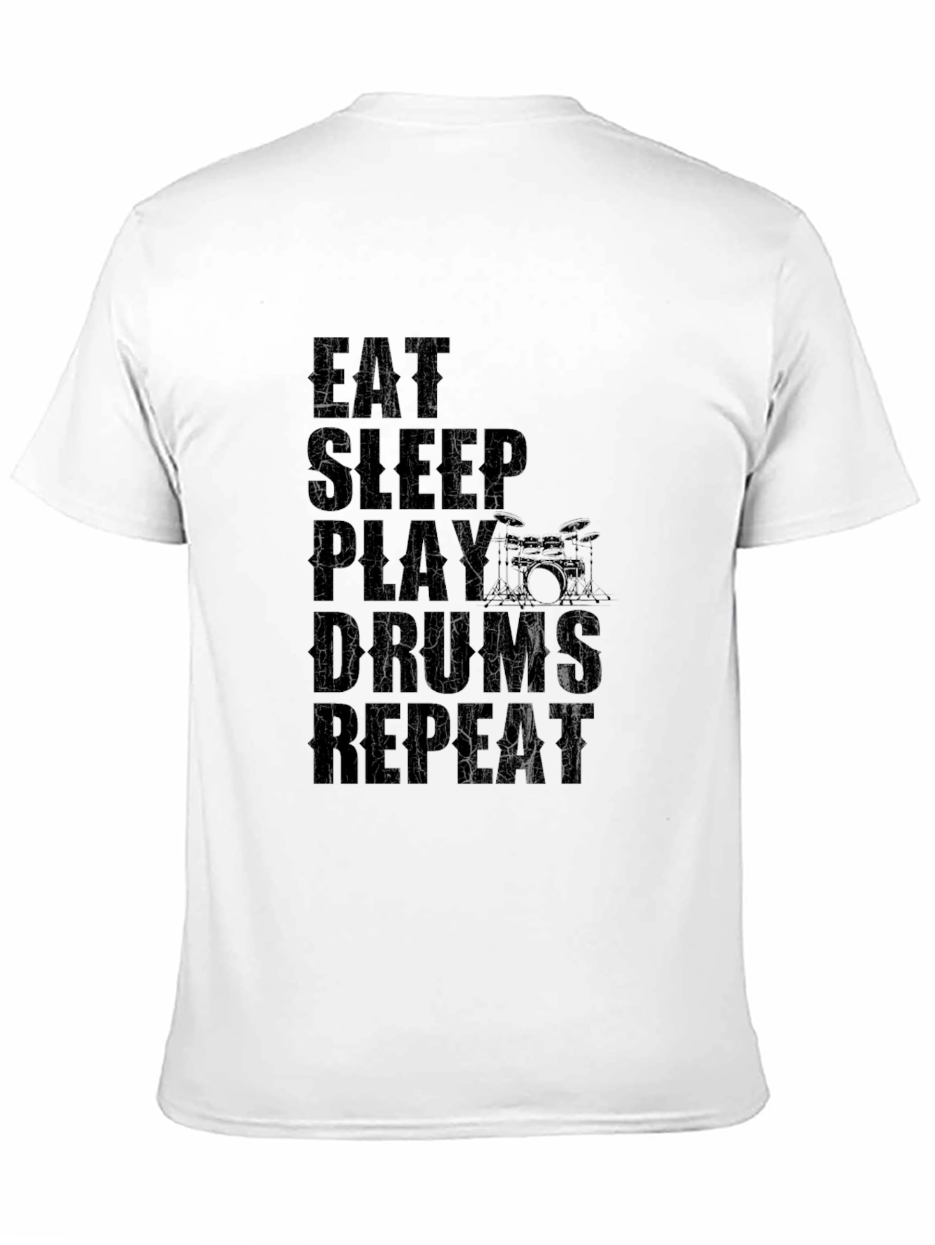 Eat Sleep Play Drums Repeat Black Graphic T-Shirt