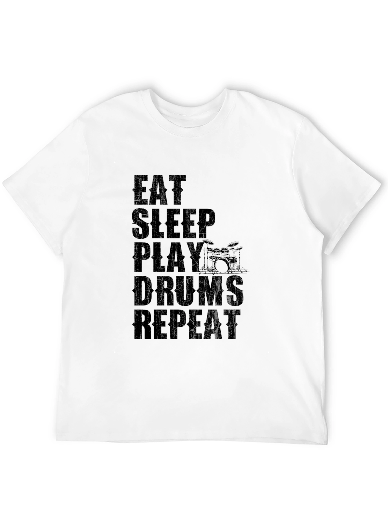 Eat Sleep Play Drums Repeat Black Graphic T-Shirt