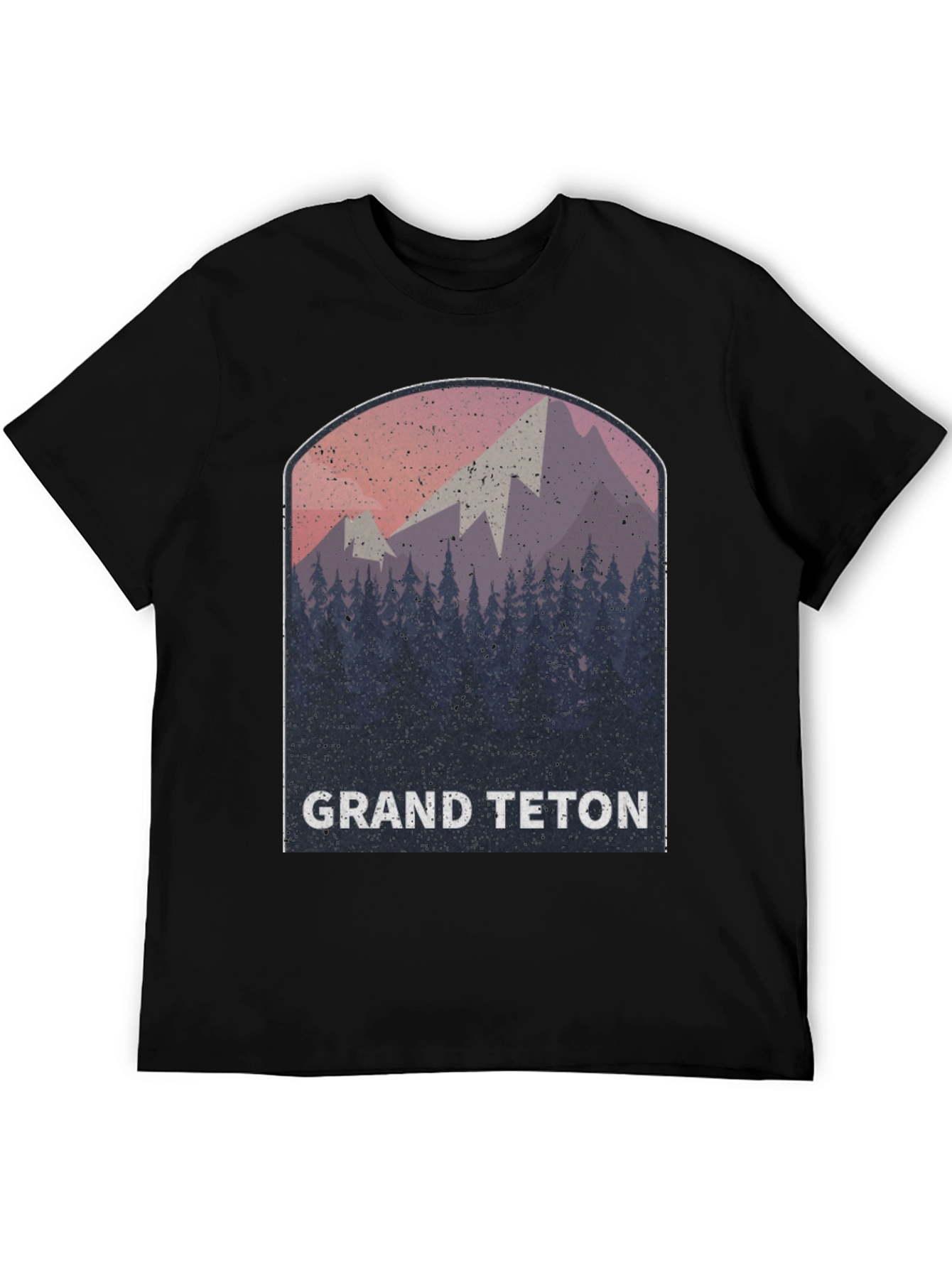 Grand Teton Mountain Scene Black Tee