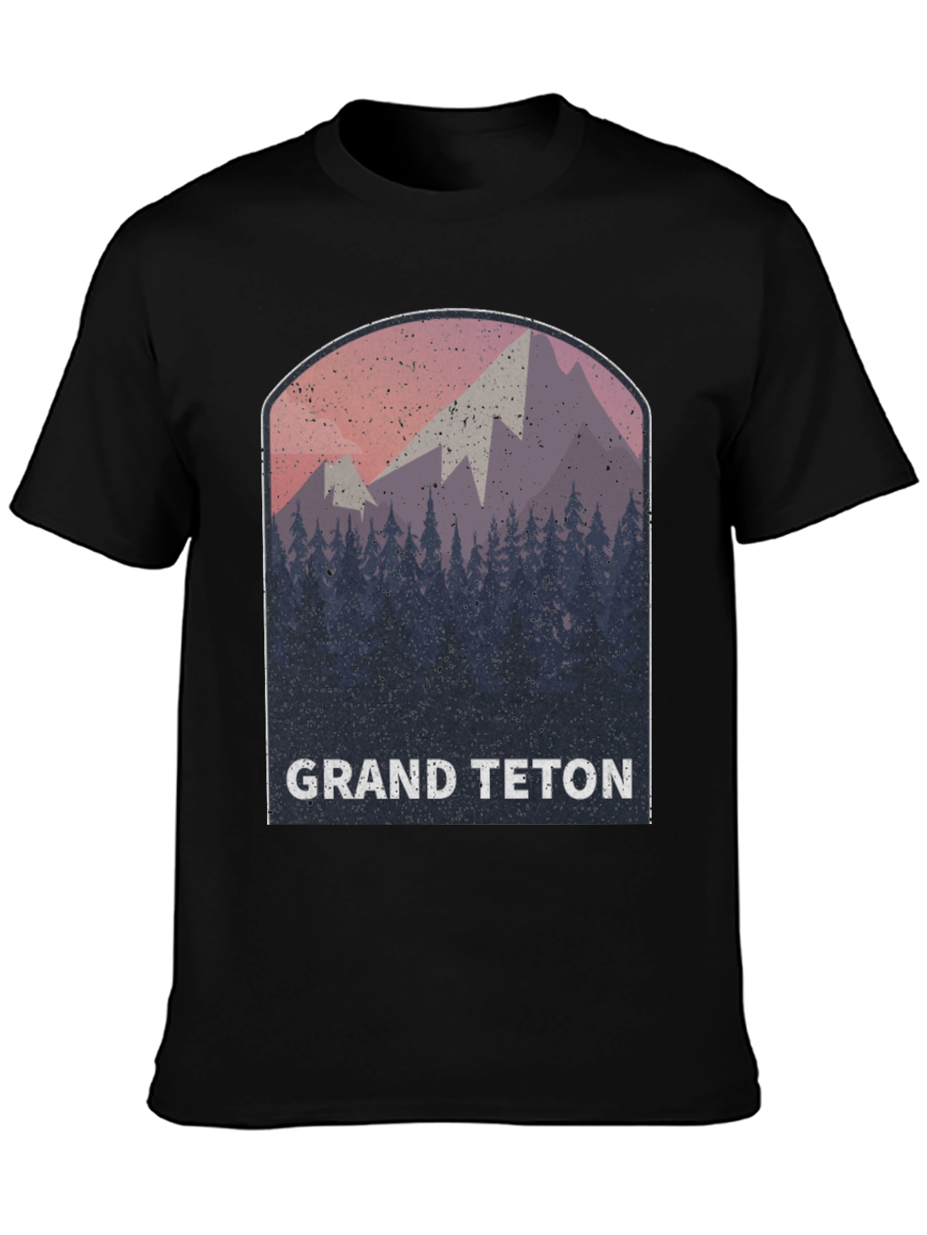 Grand Teton Mountain Scene Black Tee