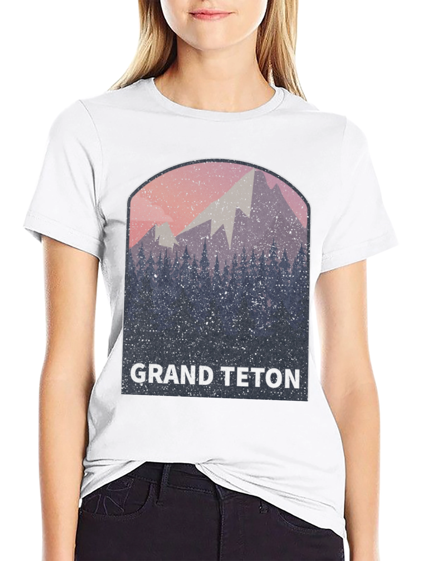 Grand Teton Mountain Scene Black Tee