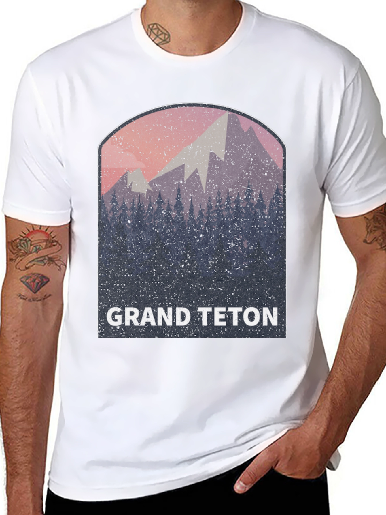 Grand Teton Mountain Scene Black Tee