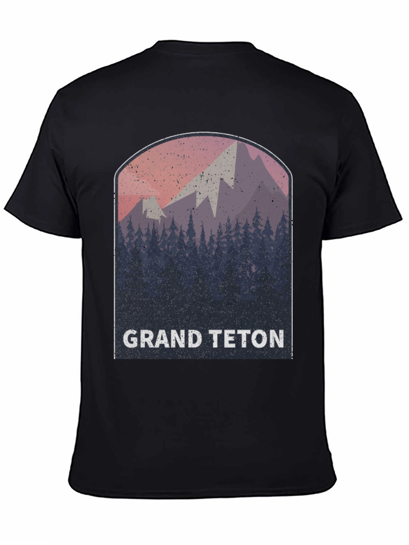 Grand Teton Mountain Scene Black Tee