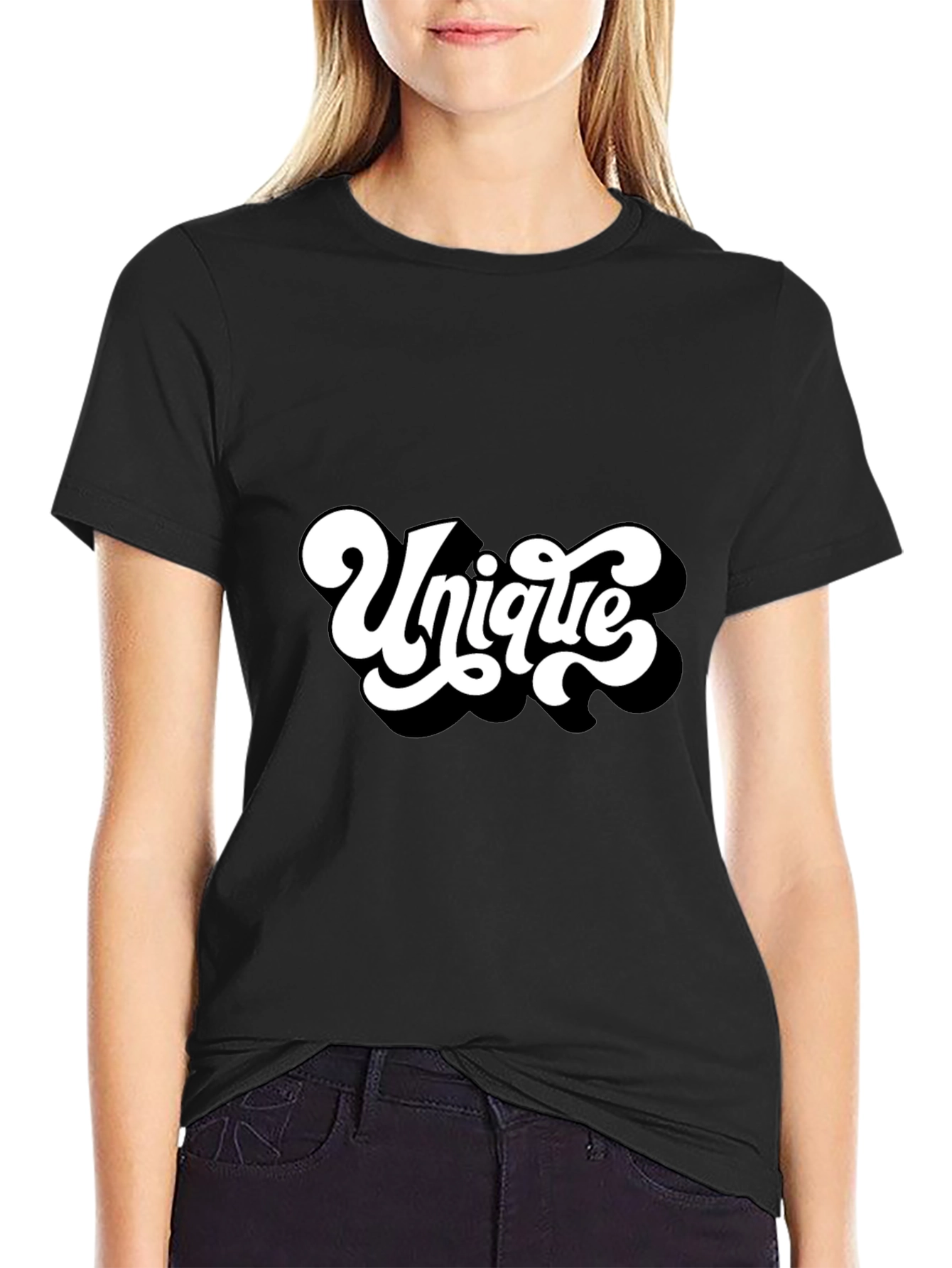 Unique Graphic Tee - Black Cotton Casual T-Shirt