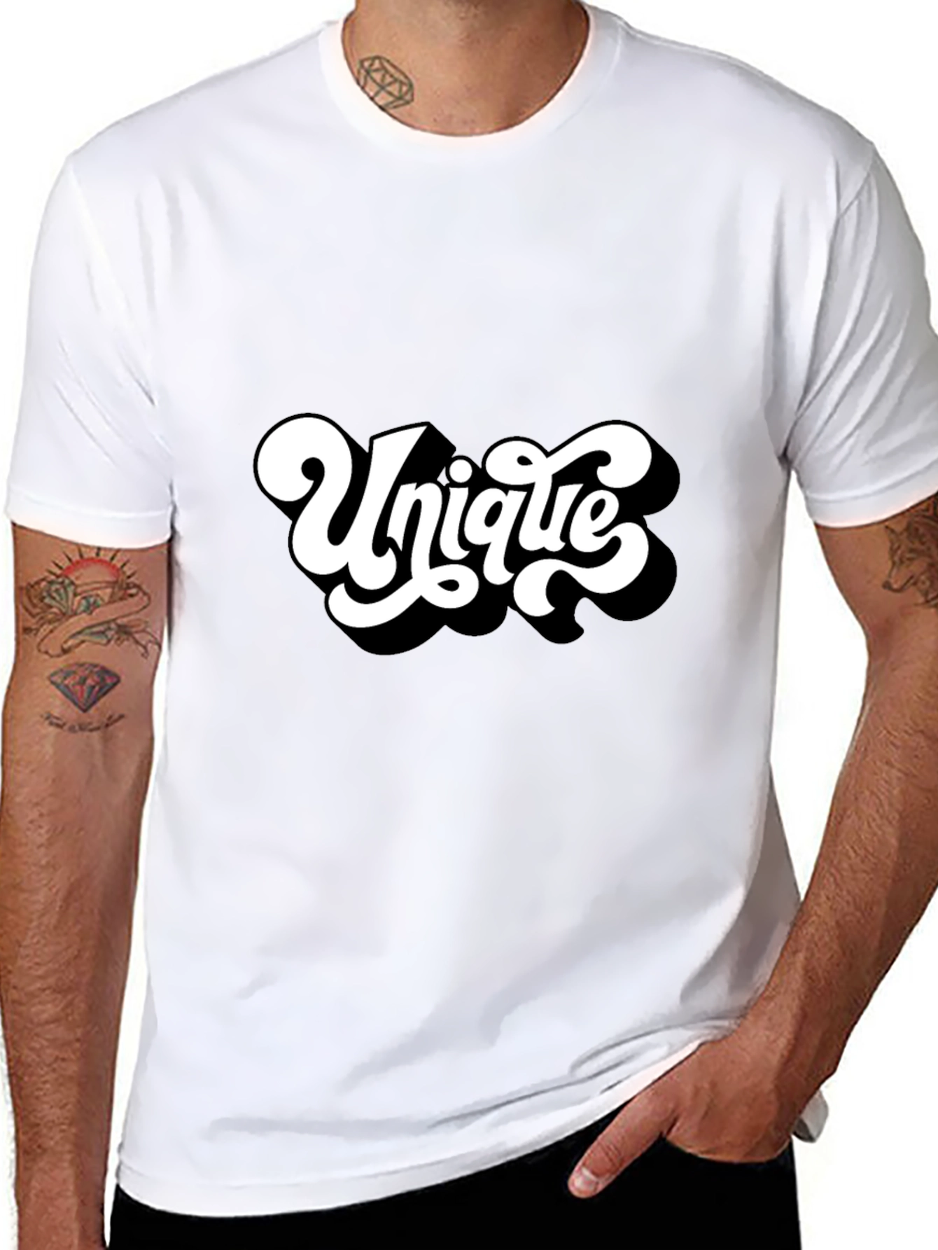 Unique Graphic Tee - Black Cotton Casual T-Shirt