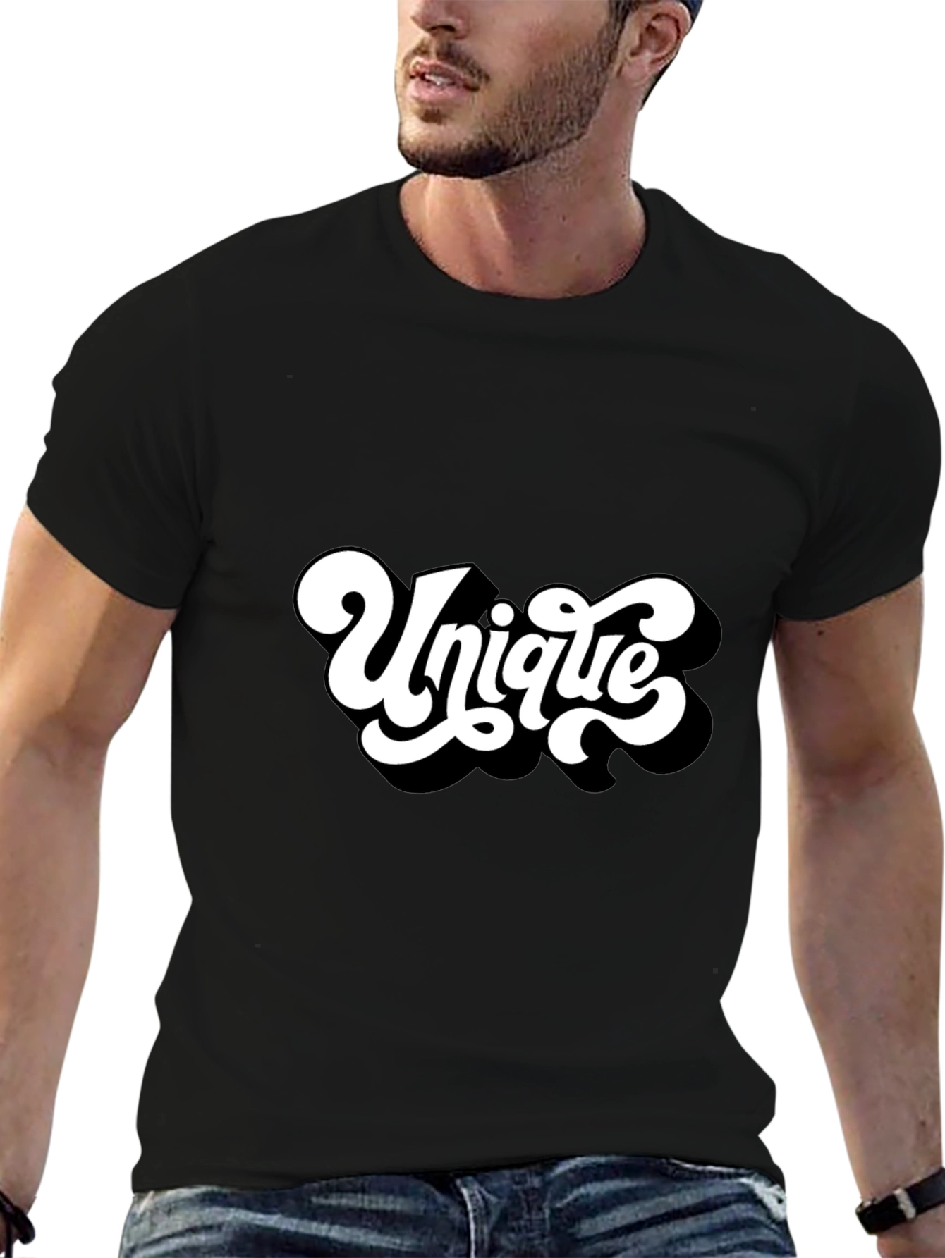 Unique Graphic Tee - Black Cotton Casual T-Shirt