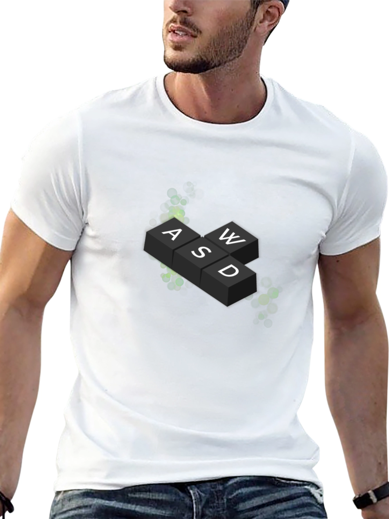 Gamers Tee: WASD Keyboard Graphic Print Black T-Shirt