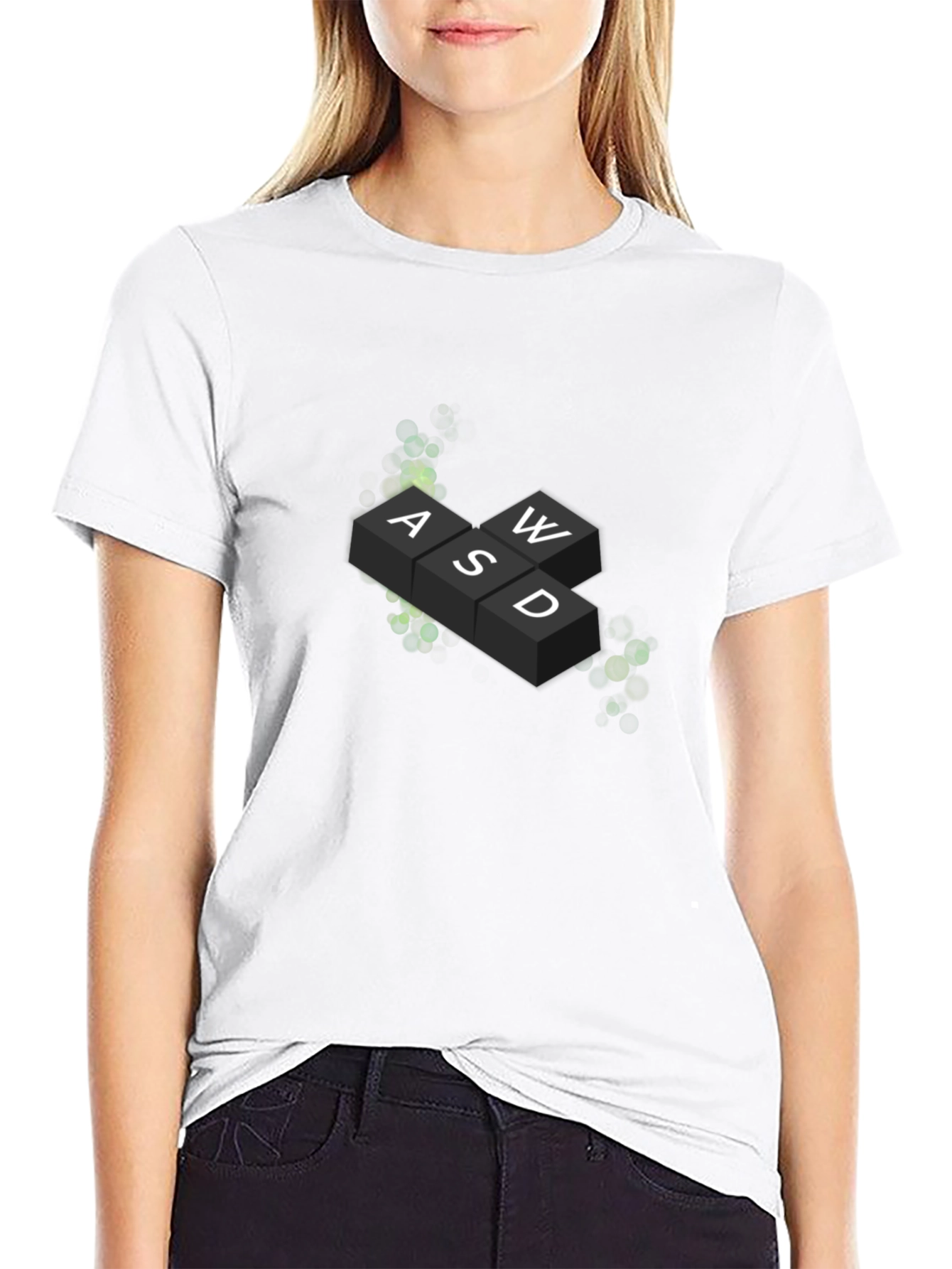 Gamers Tee: WASD Keyboard Graphic Print Black T-Shirt