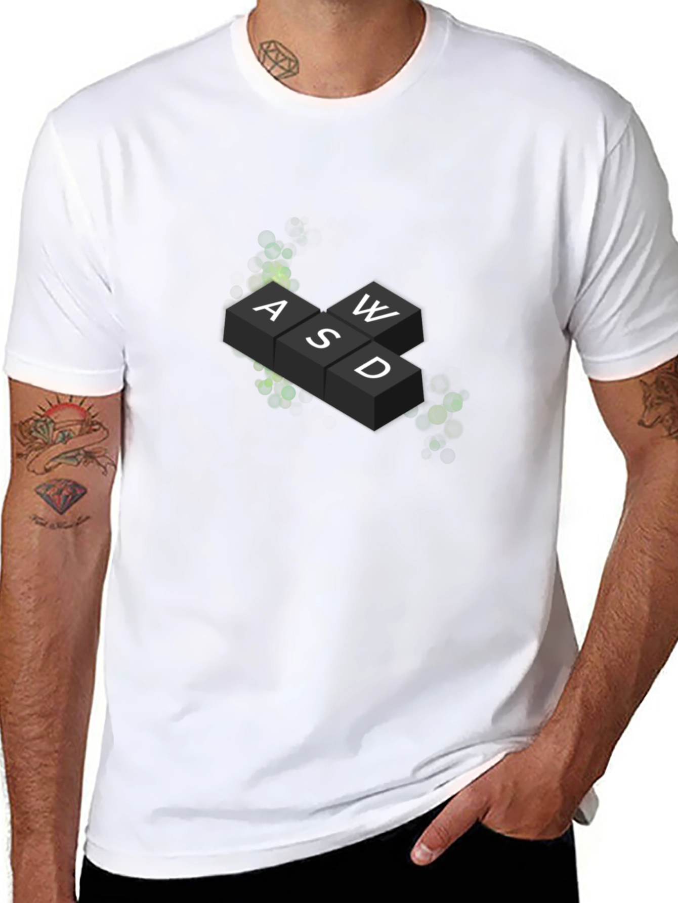 Gamers Tee: WASD Keyboard Graphic Print Black T-Shirt