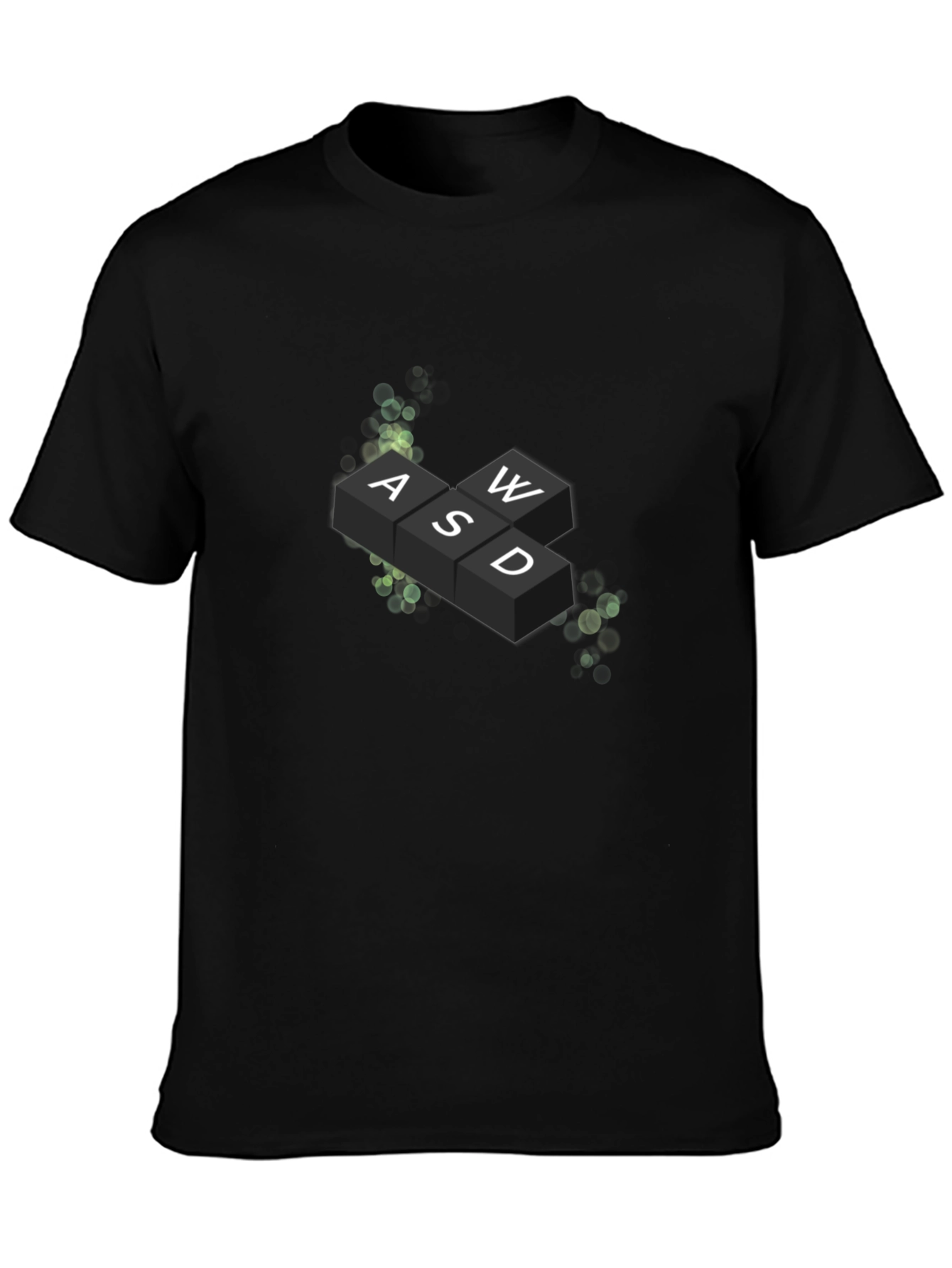 Gamers Tee: WASD Keyboard Graphic Print Black T-Shirt