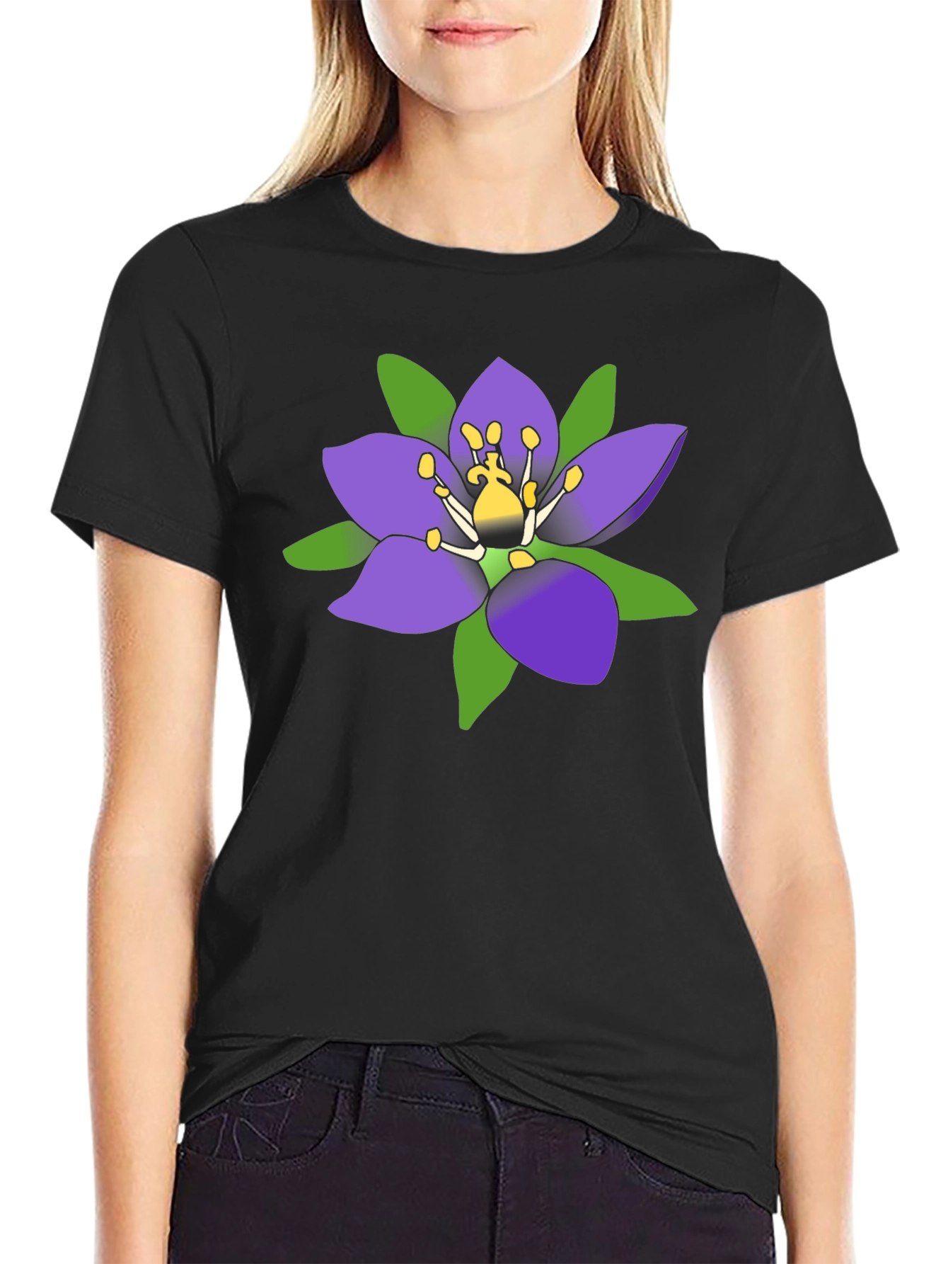 Floral T-Shirt - Purple Flower Graphic Tee