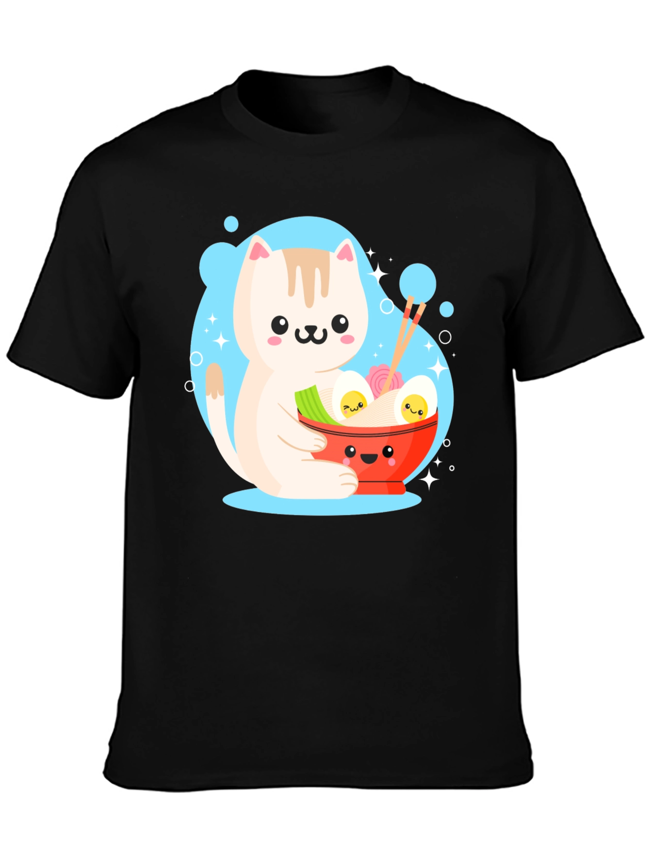 Kawaii Cat Ramen T-Shirt - Cute Japanese Anime Style