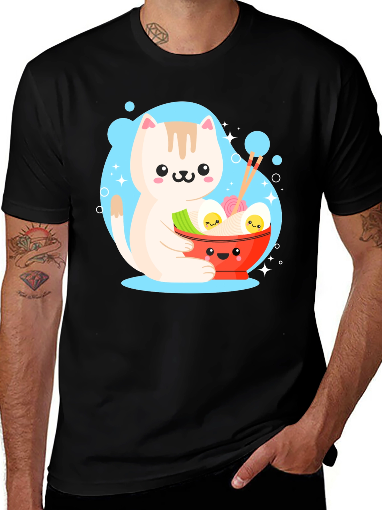 Kawaii Cat Ramen T-Shirt - Cute Japanese Anime Style