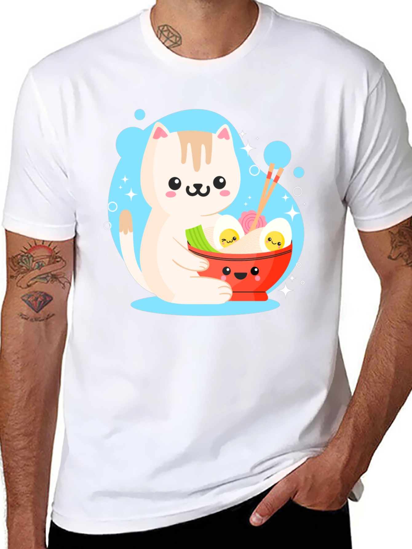 Kawaii Cat Ramen T-Shirt - Cute Japanese Anime Style