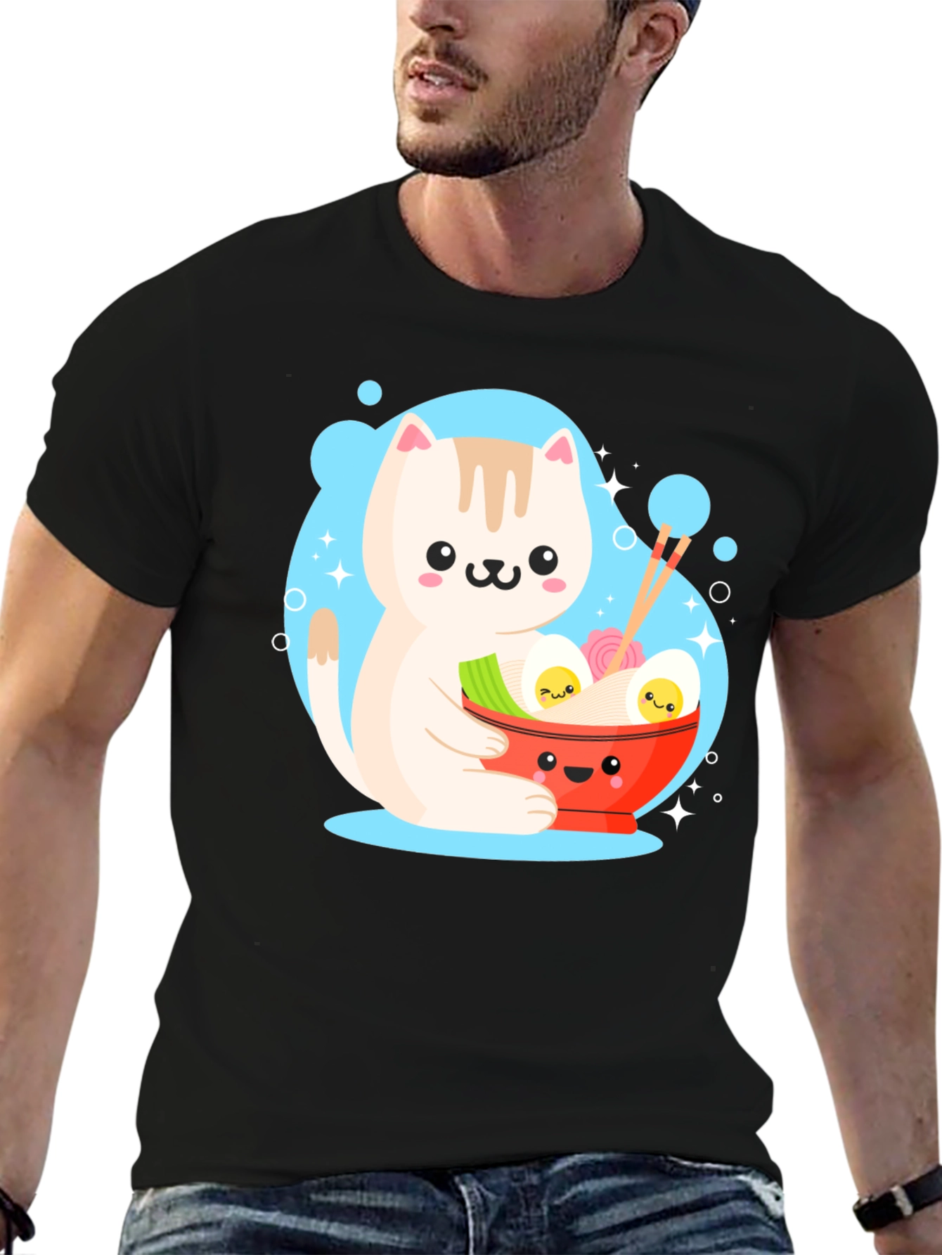 Kawaii Cat Ramen T-Shirt - Cute Japanese Anime Style