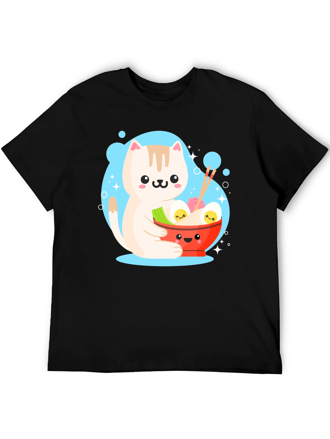 Kawaii Cat Ramen T-Shirt - Cute Japanese Anime Style