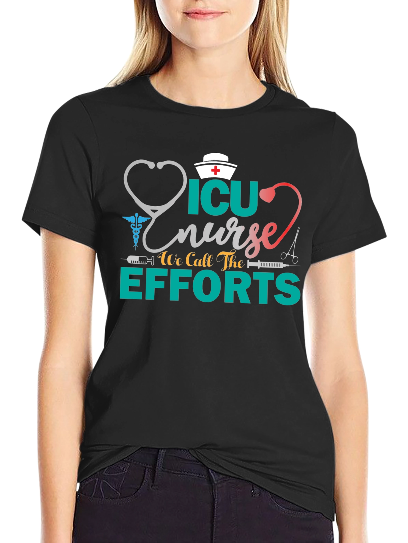 ICU Nurse Efforts Graphic Tee - Black