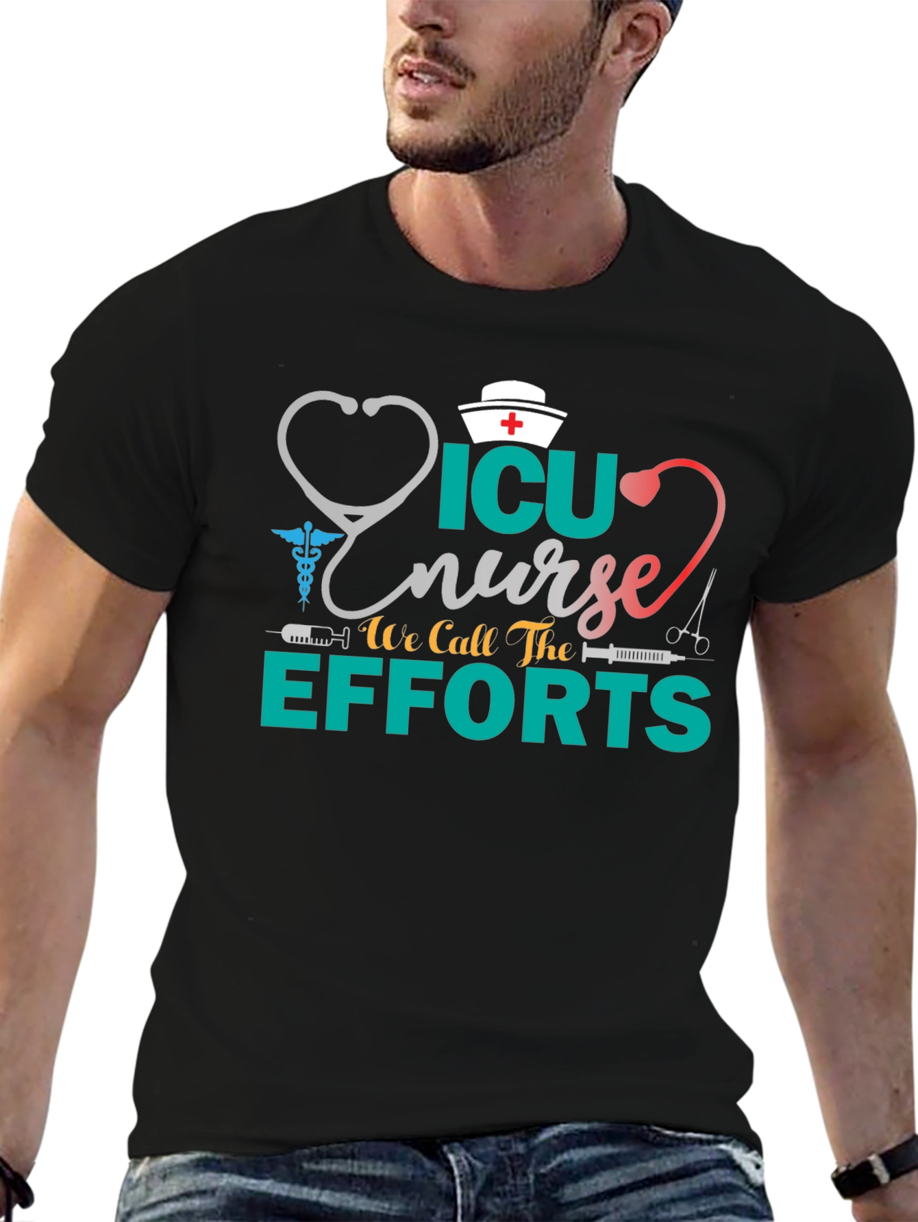 ICU Nurse Efforts Graphic Tee - Black