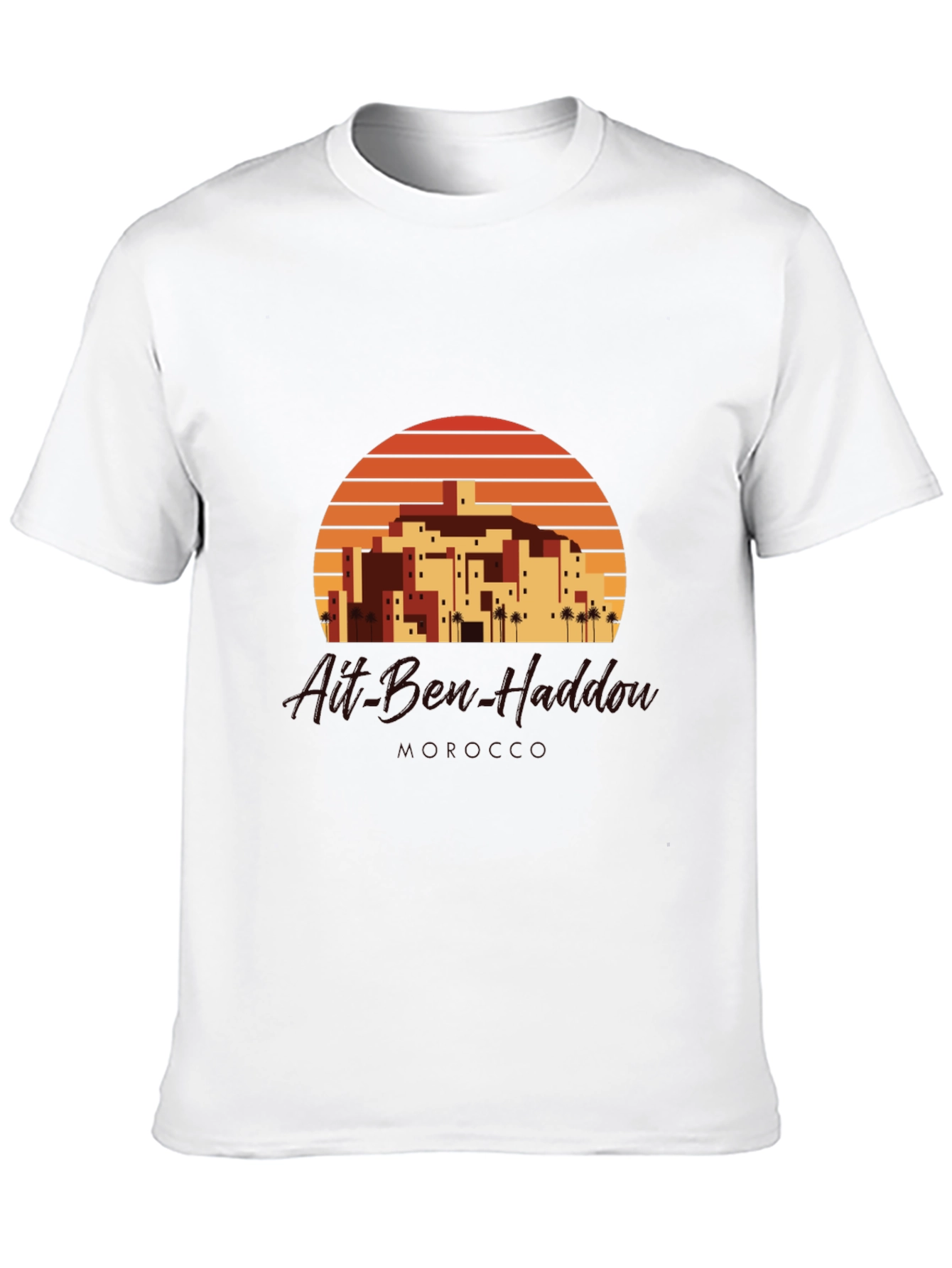 Retro Sunset Village Graphic Tee - Black