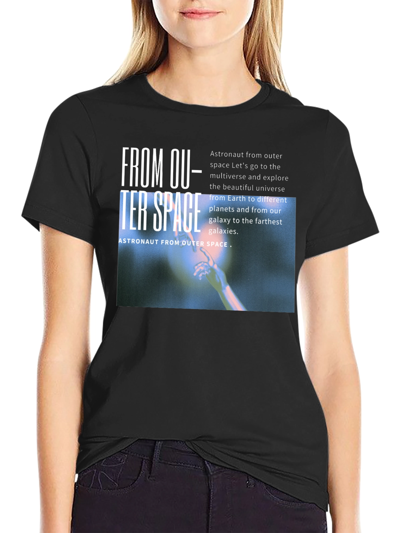 Outer Space Astronaut Black T-Shirt