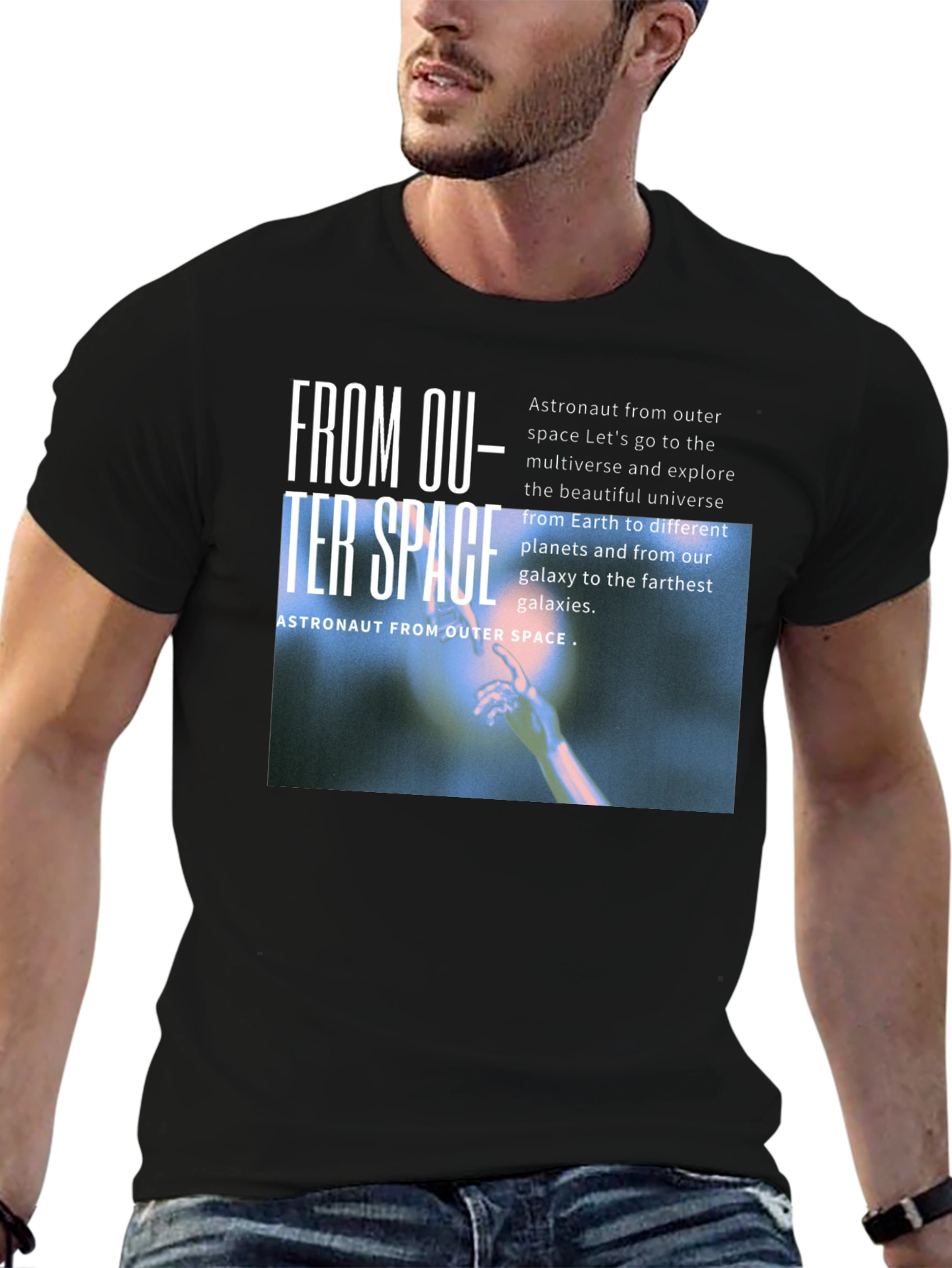 Outer Space Astronaut Black T-Shirt