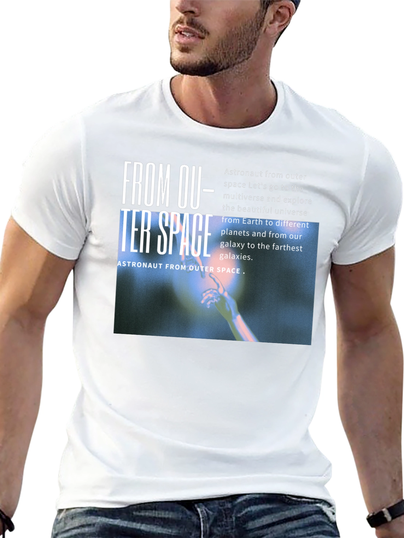 Outer Space Astronaut Black T-Shirt