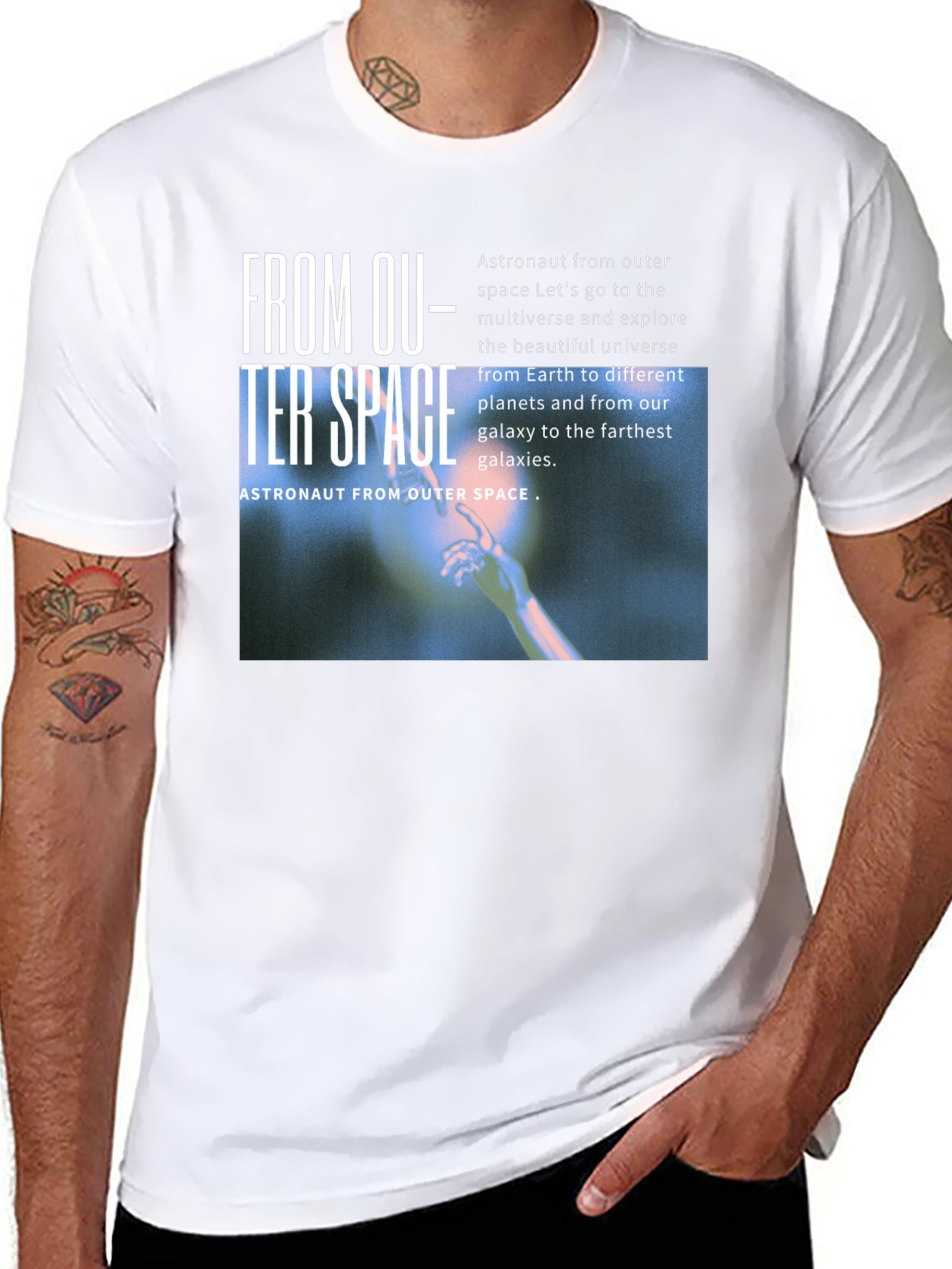 Outer Space Astronaut Black T-Shirt