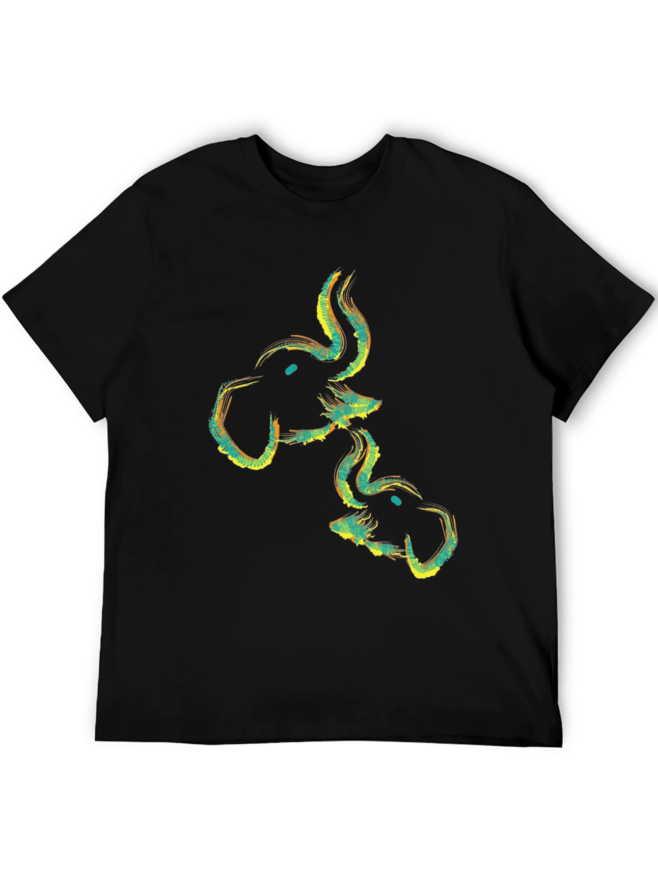 Abstract Elephant Graphic Black T-Shirt