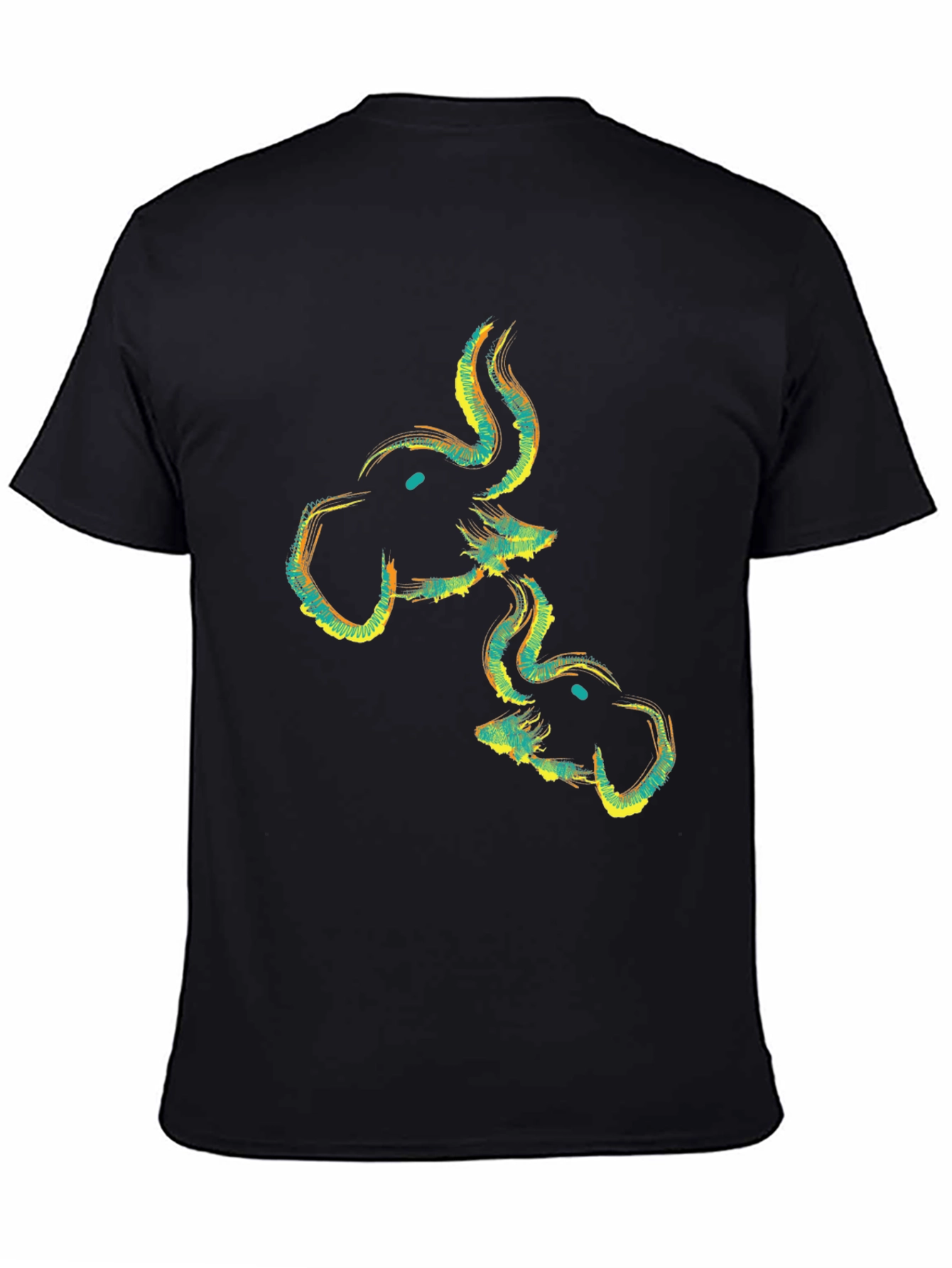 Abstract Elephant Graphic Black T-Shirt