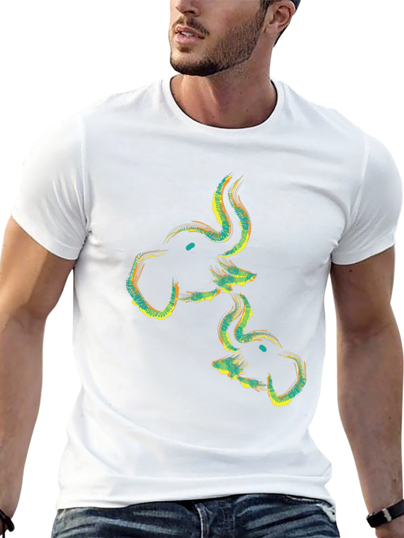 Abstract Elephant Graphic Black T-Shirt