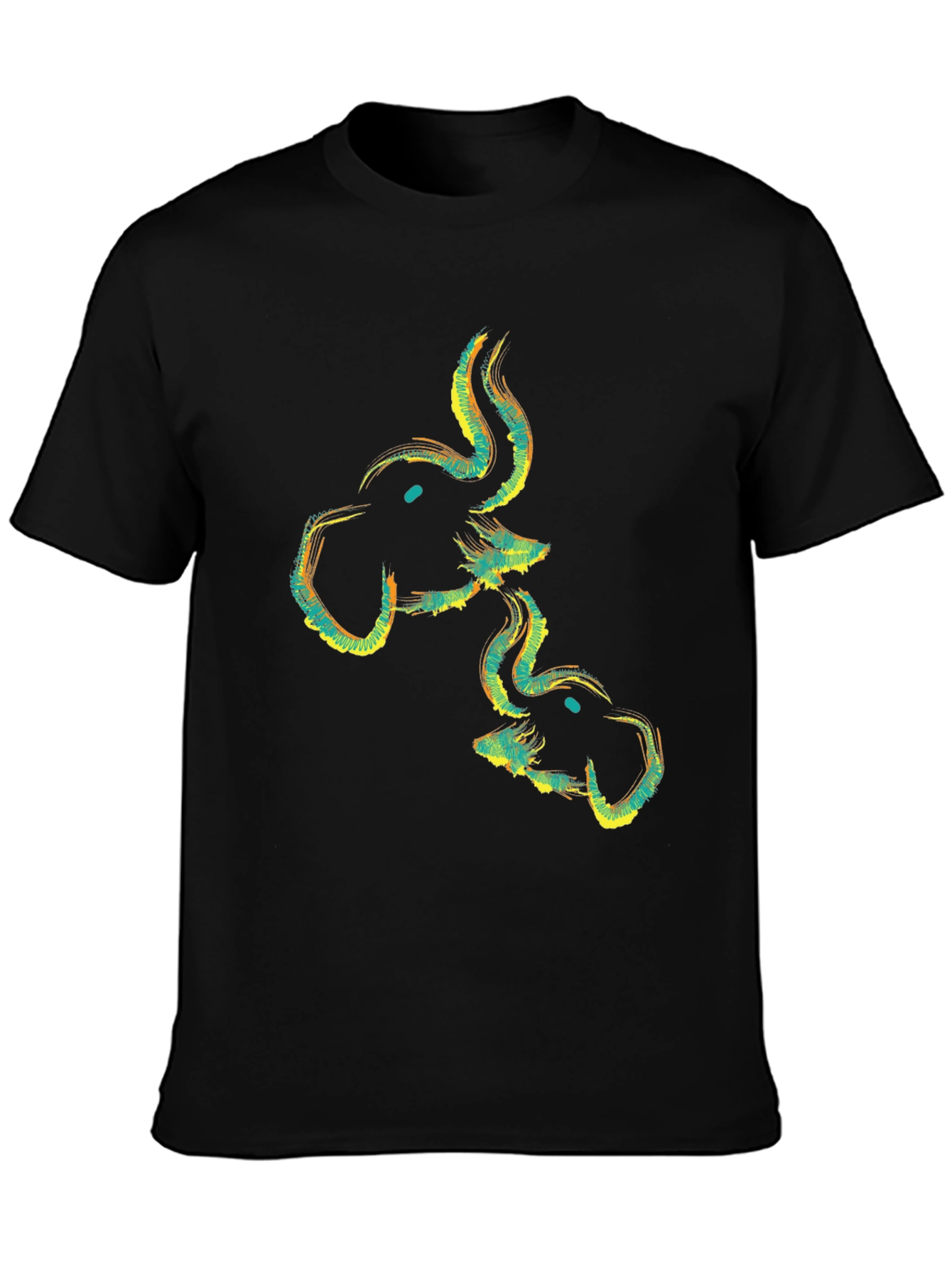 Abstract Elephant Graphic Black T-Shirt
