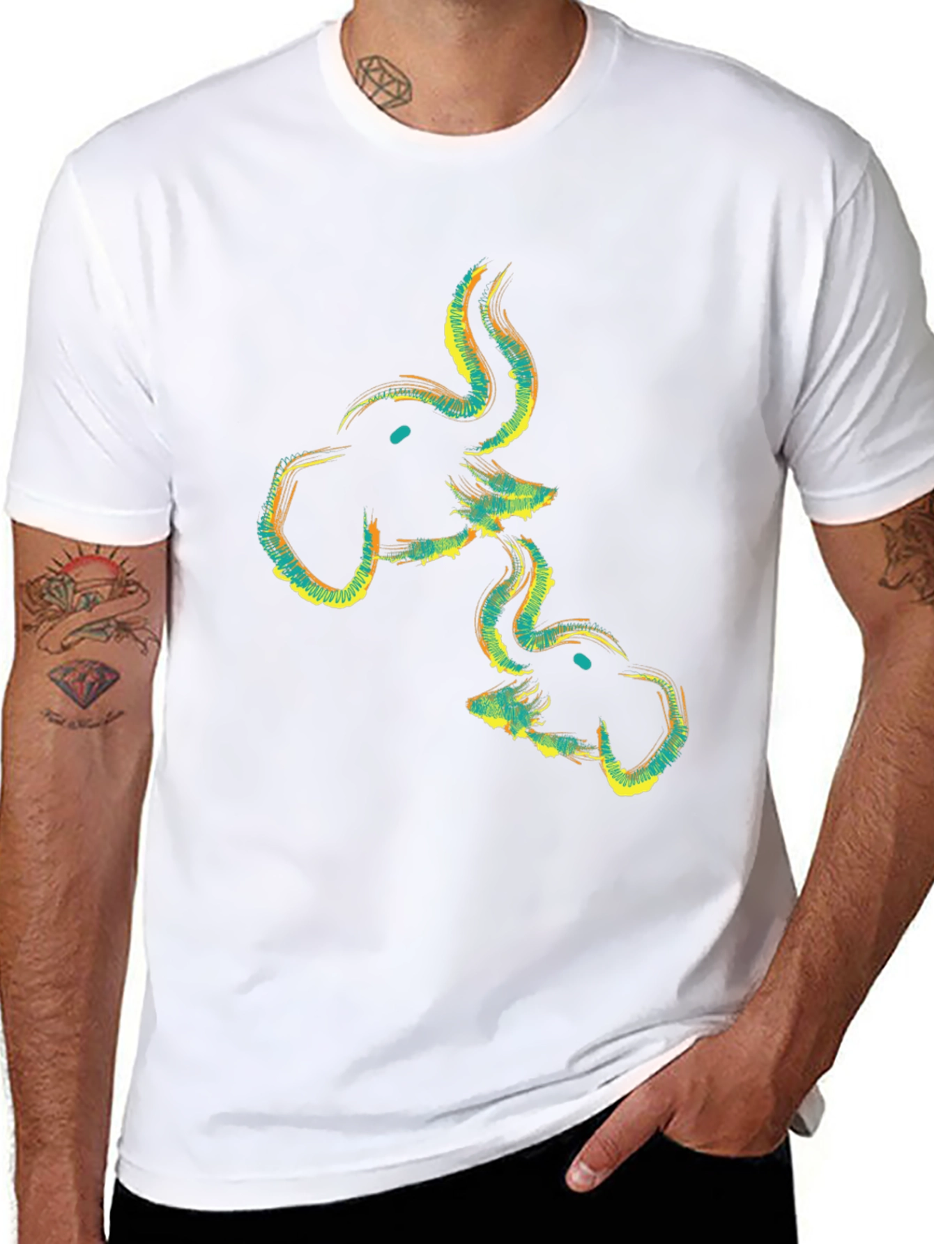 Abstract Elephant Graphic Black T-Shirt
