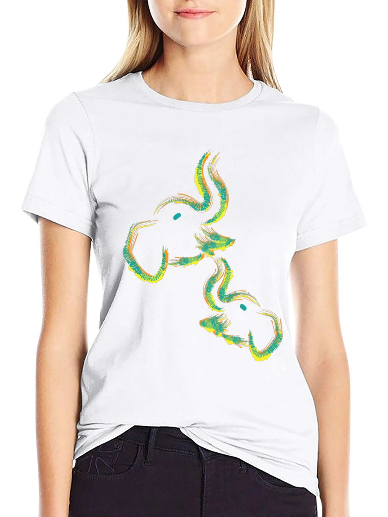 Abstract Elephant Graphic Black T-Shirt