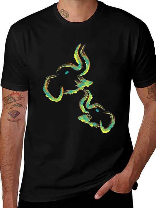 Abstract Elephant Graphic Black T-Shirt