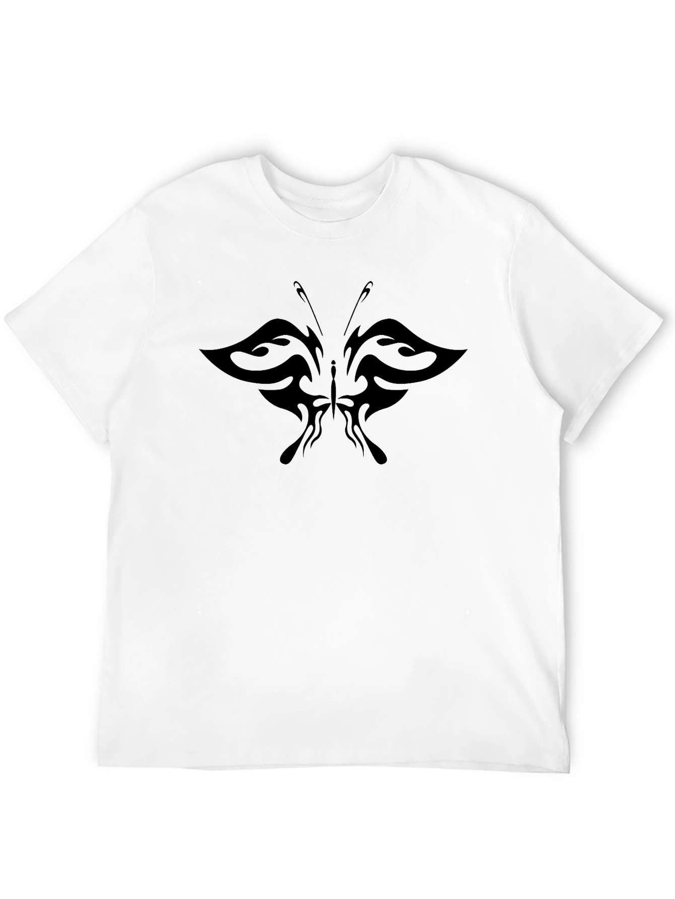 Mens Black T-Shirt with Tribal Butterfly Design
