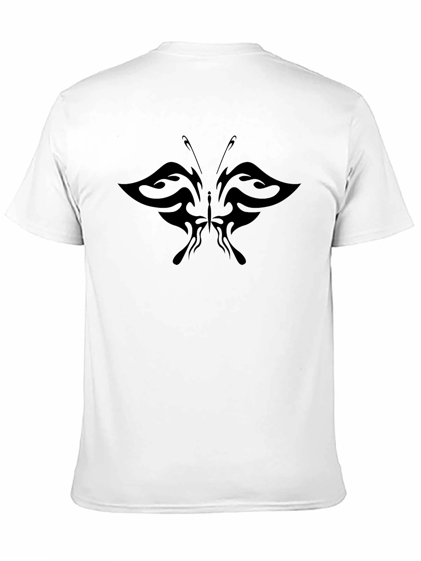 Mens Black T-Shirt with Tribal Butterfly Design