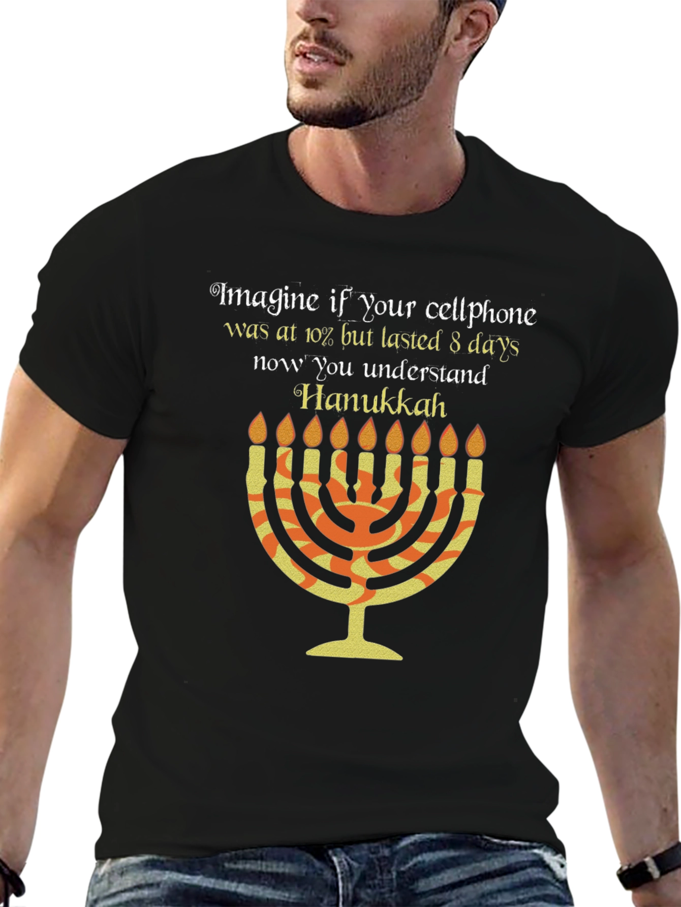 Hanukkah Cellphone T-Shirt: Festive Holiday Tee