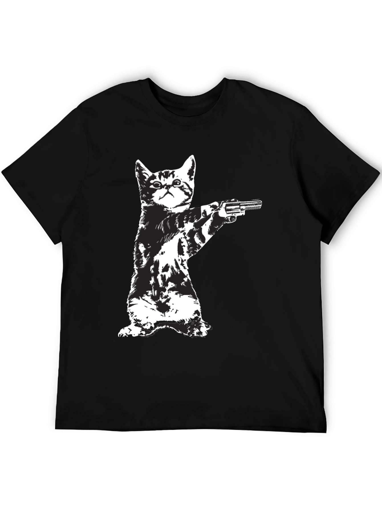 Cat with Gun Graphic T-Shirt