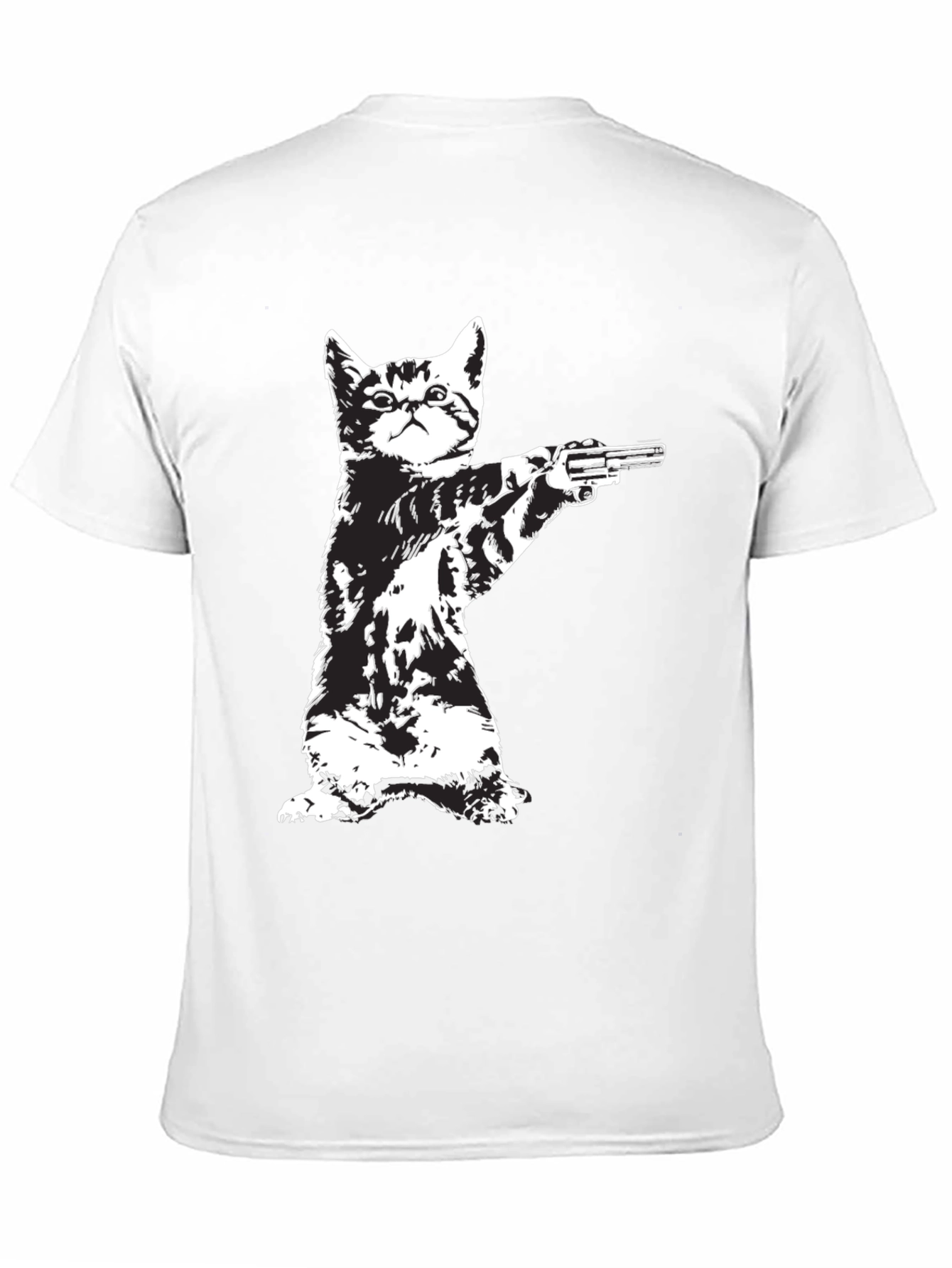 Cat with Gun Graphic T-Shirt